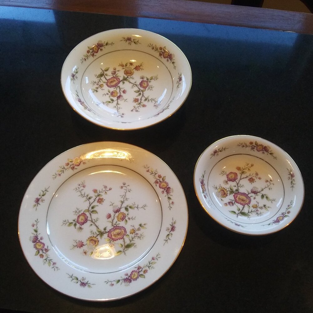 Japan Noritake Ivory China Asian Song 7151 salad plate soup bowl dessert bowl